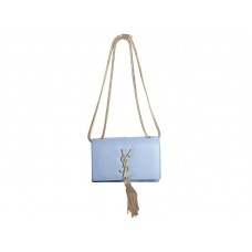 Yves Saint Laurent Mini Monogramme Bag In Original Leather Light Blue