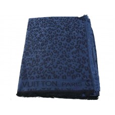 Louis Vuitton Leopard Print Scarf Blue