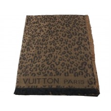 Louis Vuitton Leopard Print Scarf Brown