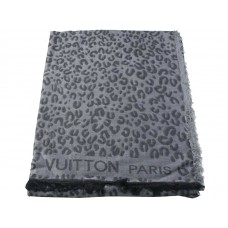 Louis Vuitton Leopard Print Scarf Grey