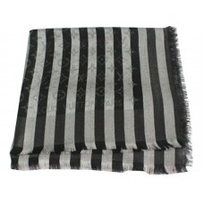 Louis Vuitton Monogram Cotton Stripes Scarf Black