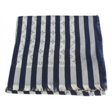 Louis Vuitton Monogram Cotton Stripes Scarf Blue