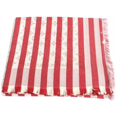 Louis Vuitton Monogram Cotton Stripes Scarf Red