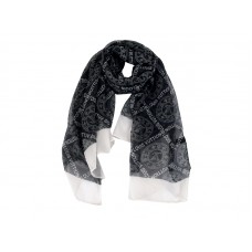 Louis Vuitton Monogram Flowers And Signature With Perforated Effect Scarf Black