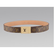 Louis Vuitton Cut Monogram Belt With Gold Logo Buckle