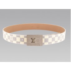 Louis Vuitton Damier Azur Belt With Silver Logo Buckle