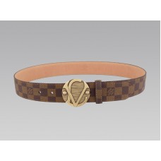 Louis Vuitton 1904 Damier Belt With Antiqued Golden Buckle