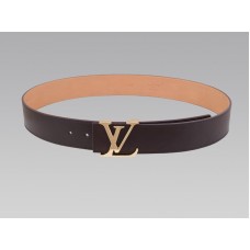 Louis Vuitton Initial Brown Leather Belt With Golden Buckle