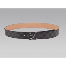 Louis Vuitton Initial Damier Graphite Belt With Black And Silver Buckle