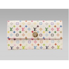 Louis Vuitton Monogram Multicolore White Sarah Wallet Litchi