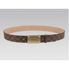 Louis Vuitton Inventeur Damier Belt With Antique Golden Buckle