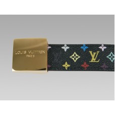 Louis Vuitton Cut Black Multicolore Belt Golden Buckle