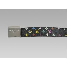 Louis Vuitton Cut Black Multicolore Belt Silver Buckle