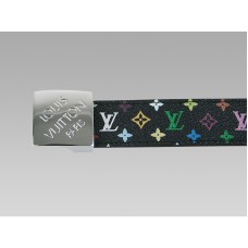 Cut Black Multicolore Belt Silver Buckle With Oblique Louis Vuitton Signature