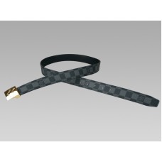 Cut Damier Graphite Belt Golden Buckle With Oblique Louis Vuitton Signature