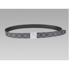 Cut Damier Graphite Belt Silver Buckle With Oblique Louis Vuitton Signature