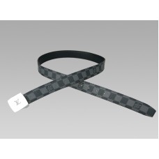 Louis Vuitton Cut Damier Graphite Belt Silver Buckle