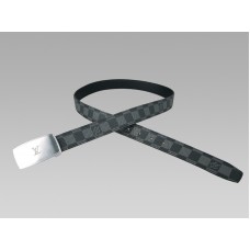 Louis Vuitton Cut Long Damier Graphite Belt Silver Buckle