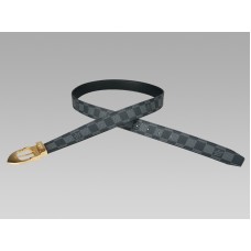 Louis Vuitton Damier Graphite Classic Belt With Golden Buckle