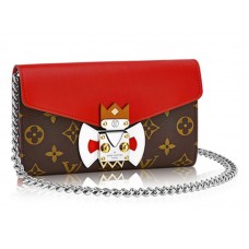 Louis Vuitton Monogram Tribal Mask Chain Wallet Red