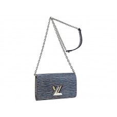 Louis Vuitton Epi Leather Twist Chain Wallet Denim Dark