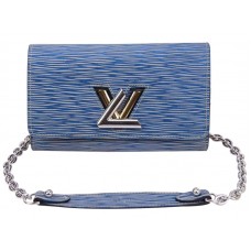 Louis Vuitton Epi Leather Twist Chain Wallet Denim Light