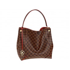 Louis Vuitton Damier Ebene Canvas Caissa Hobo Cherry