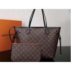 Louis Vuitton Monogram Canvas Neverfull Mm With Black Leather Trim