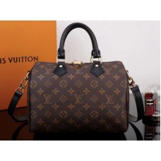 Louis Vuitton Monogram Canvas Speedy Bandouliere 25 With Black Leather Trim