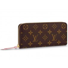 Louis Vuitton Monogram Canvas Clemence Wallet Rose Bellerine m61298