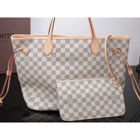 Louis Vuitton Damier Azur Canvas Neverfull Mm Rose Ballerine n41605