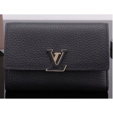 Louis Vuitton Taurillon Leather Capucines Compact Wallet Noir m62157