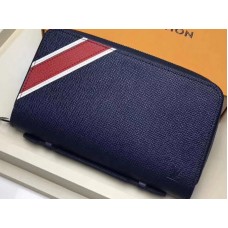 Louis Vuitton Taiga Leather Stripe Zippy Xl Wallet Navy m64019