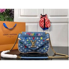 Louis Vuitton Monogram Denim New Wave Chain Bag Mm Blue m53692