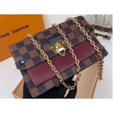 Louis Vuitton Damier Canvas Ebene Vavin Chain Wallet Bordeaux n60222