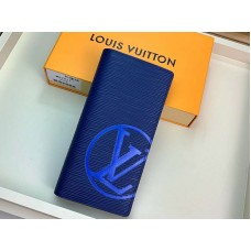 Louis Vuitton Epi Leather Brazza Wallet Navy Blue With Blue Initials m67911