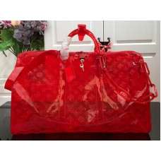 Louis Vuitton Monogram Embossed Pvc Keepall Bandouliere 50 Red m53274