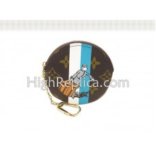 Louis Vuitton Monogram Groom Round Coin Purse Blue